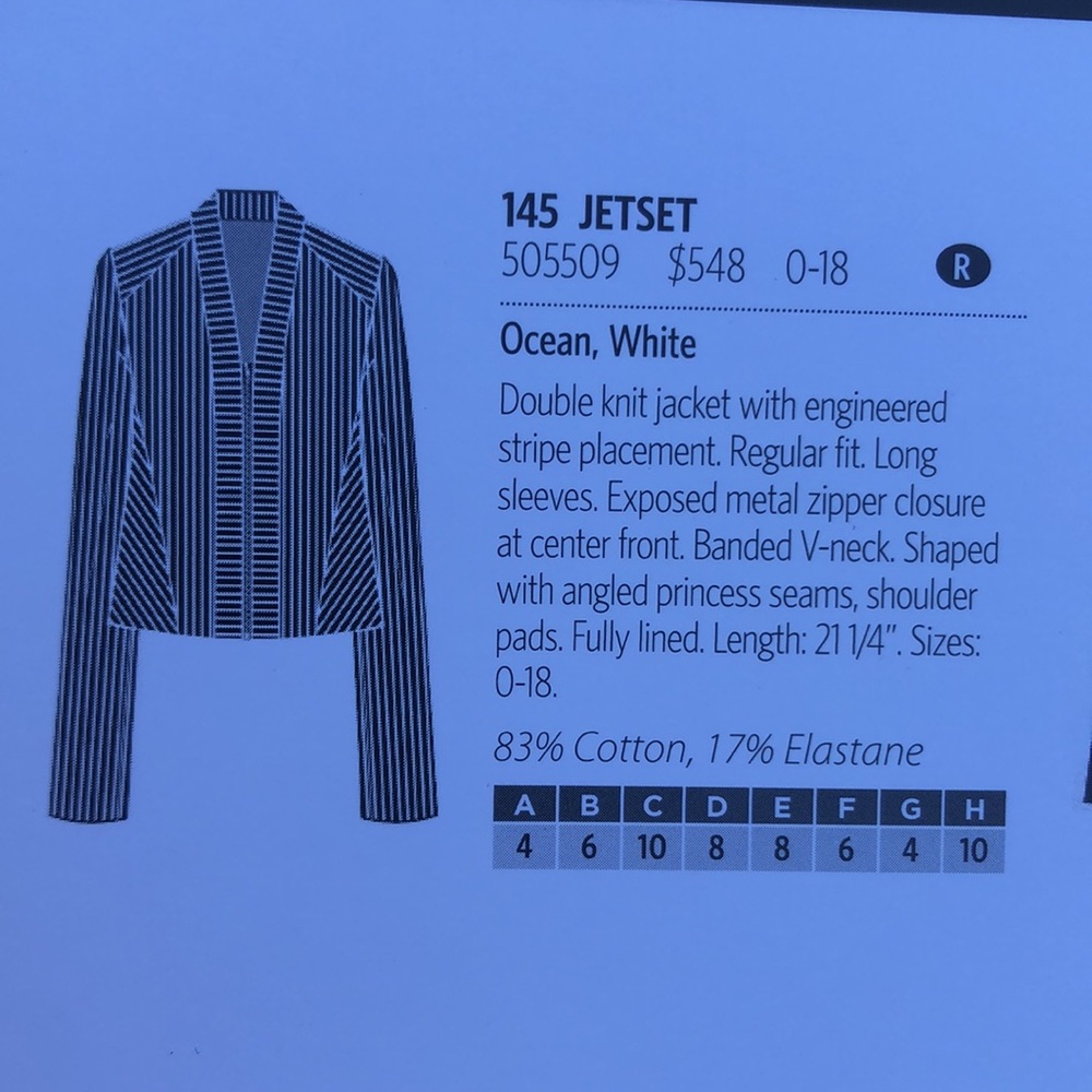 NWT Carlisle Jet Set Navy and White Pin Stripe Jacket - Picture 10 of 14